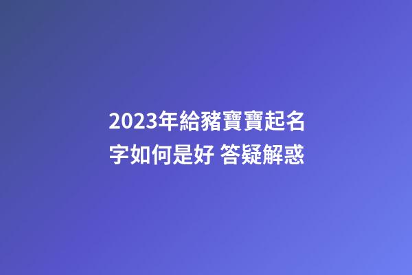 2023年給豬寶寶起名字如何是好 答疑解惑